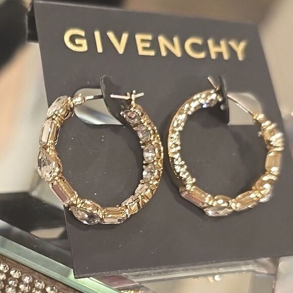 Givenchy Small Baquette & Pear Shaped Crystal Hoop Earrings - Picture 5 of 7